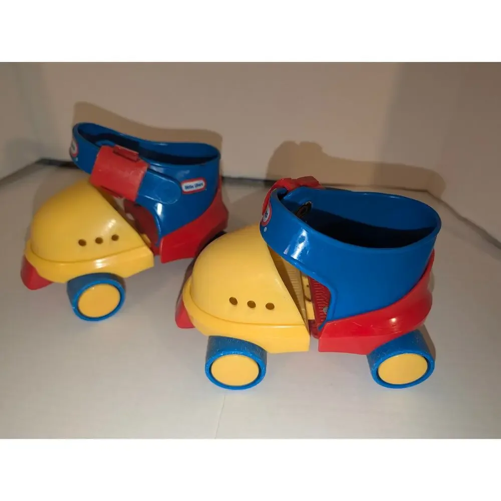 Vintage Little Tikes Adjustable Child Size Roller Skates Blue Red Yellow